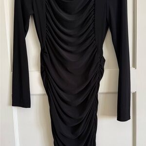 T Tahari Elegant Black Ruched Dress
